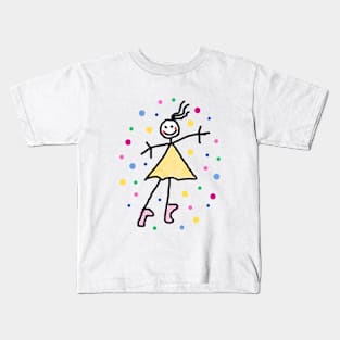 little ballerina with yellow tutu  and dots Kids T-Shirt